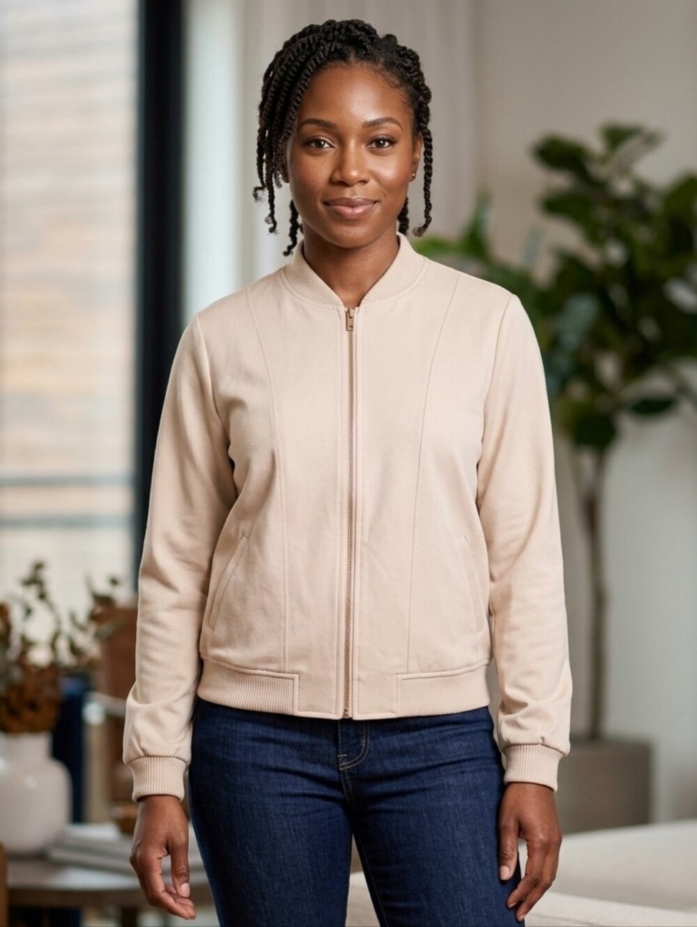 Cream Color Zipped Jacket - Picture 3 of 7